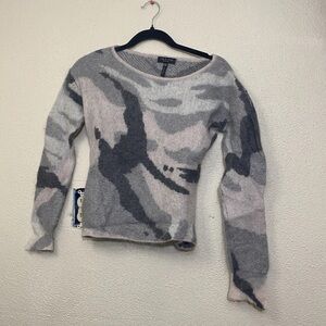 Rag & Bone Women's XS Merino Wool Mohair Pink Gray Camouflage Sinclair Sweater